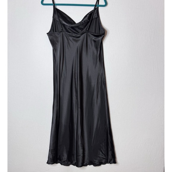 Vtg Bebe Black Satin Slip Dress XL Midi Cowl 90s Y2K Whimsygoth Sexy Feminine - Picture 5 of 11